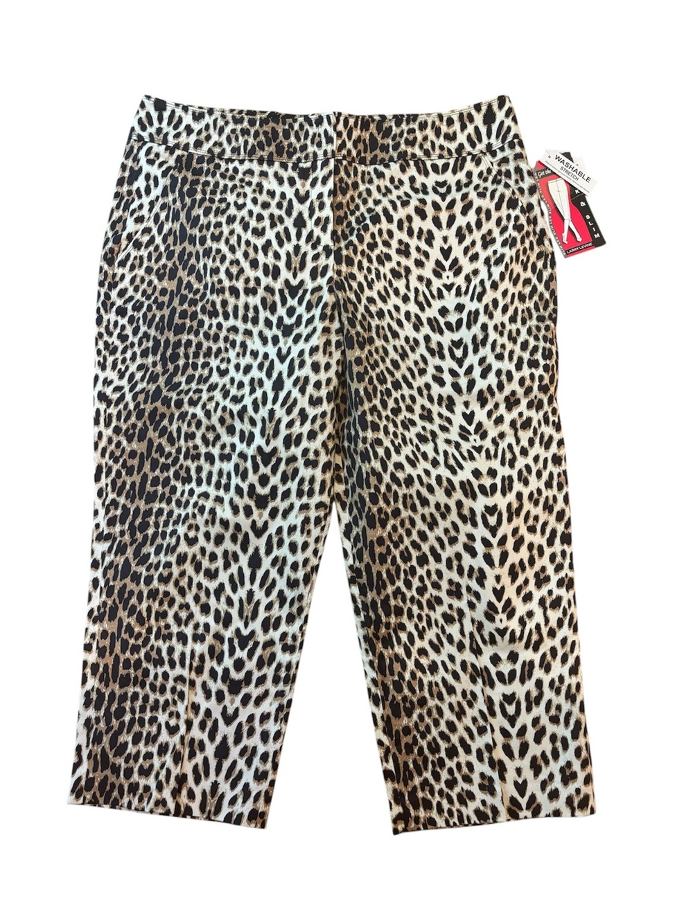 Larry Levine Leopard Print Capri Pants NWT Size 16